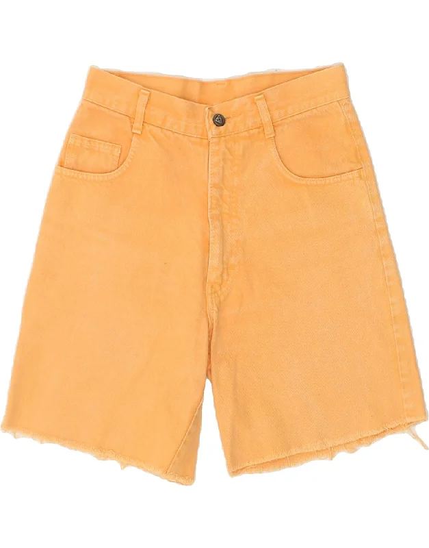 Sports Tights VINTAGE Womens Denim Shorts IT 38 Medium W28 Orange Cotton